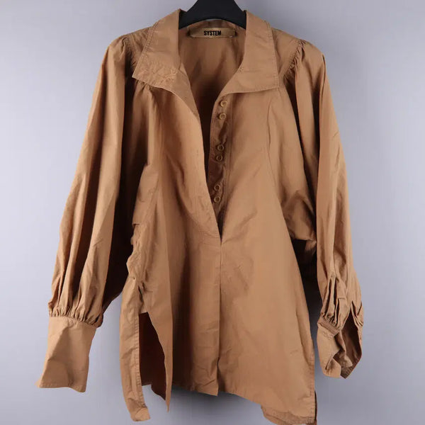 [BUNJANG] System Brown Volume Sleeve Blouse / (여성) 시스템 브라운 볼륨소매 블라우스