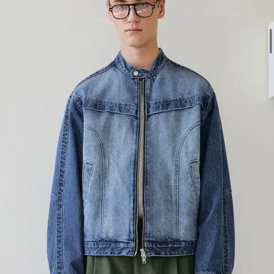 [BUNJANG] KIMUER Washed Denim Biker Jacket L / 키뮤어 워싱 데님 바이커 자켓 L
