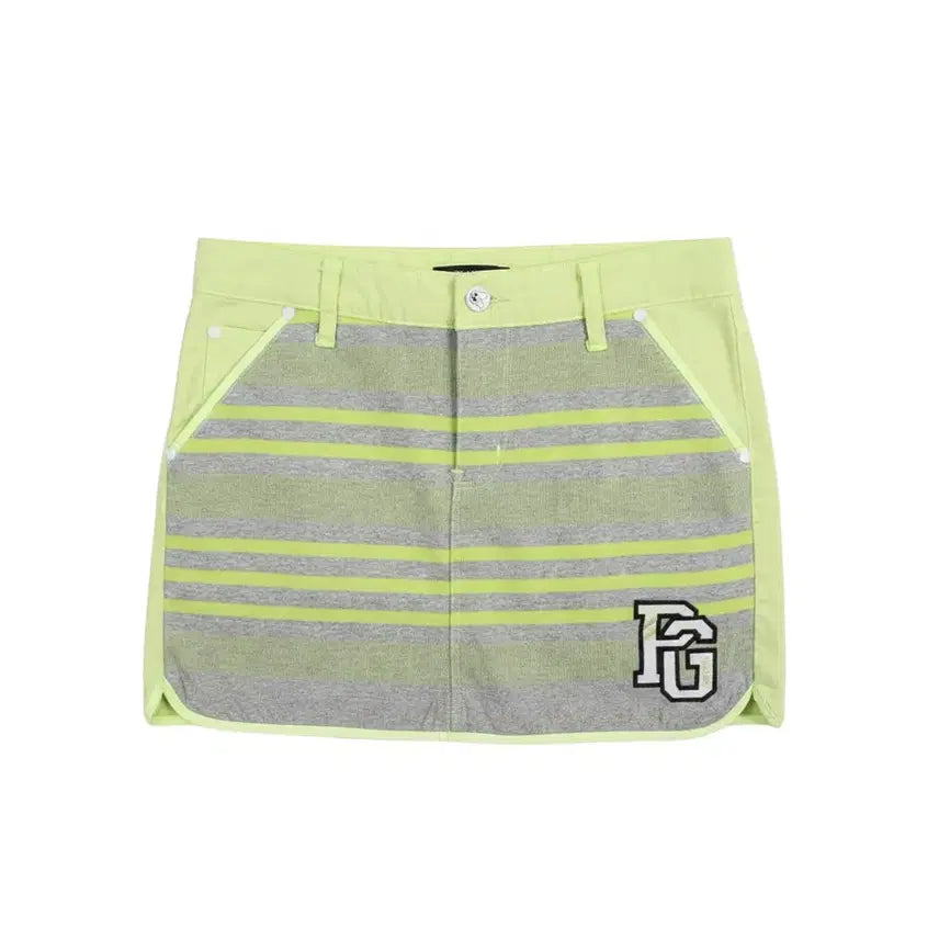 [BUNJANG] PG Logo Stripe Fluorescent Golf Skirt (Women's L) / 여성L/ PG로고 스트라이프 형광 골프치마