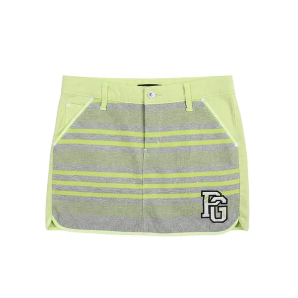[BUNJANG] PG Logo Stripe Fluorescent Golf Skirt (Women's L) / 여성L/ PG로고 스트라이프 형광 골프치마