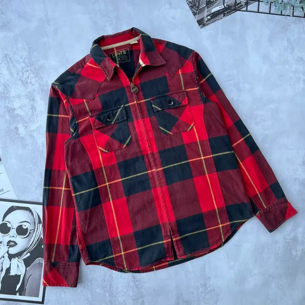 [BUNJANG] Levi's Tartan Check Shirt Zip-Up Jacket / 리바이스(Levi's) 타탄 체크 셔츠 집업 자켓