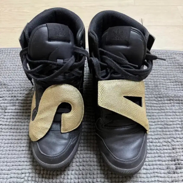 [BUNJANG] Adidas Jeremy Scott 2014 Gold Velcro High-Top Sneakers 270 / 아디다스 제레미스캇 2014 골드 벨크로 하이탑 스니커즈 270