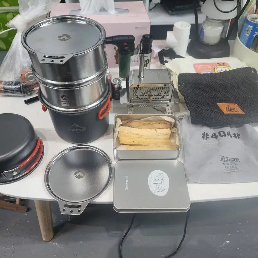 [BUNJANG] Camping Cookware Set: Pot, Steamer, Brazier Incense Holder & Incense Bundle / 코펠. 찜기. 화로인센스홀더. 인센스 기타 캠핑용품 일괄