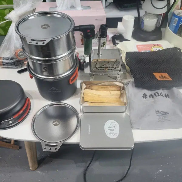 [BUNJANG] Camping Cookware Set: Pot, Steamer, Brazier Incense Holder & Incense Bundle / 코펠. 찜기. 화로인센스홀더. 인센스 기타 캠핑용품 일괄