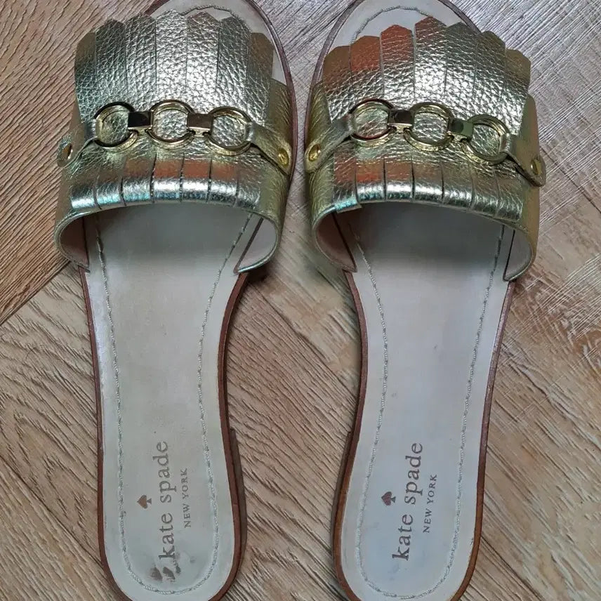 [BUNJANG] Kate Spade Gold Leather Sandals - Size 8M (US 7-7.5, KR 245-250) / 케이트스페이드 8M 약245-250 샌들 슬리퍼 골드