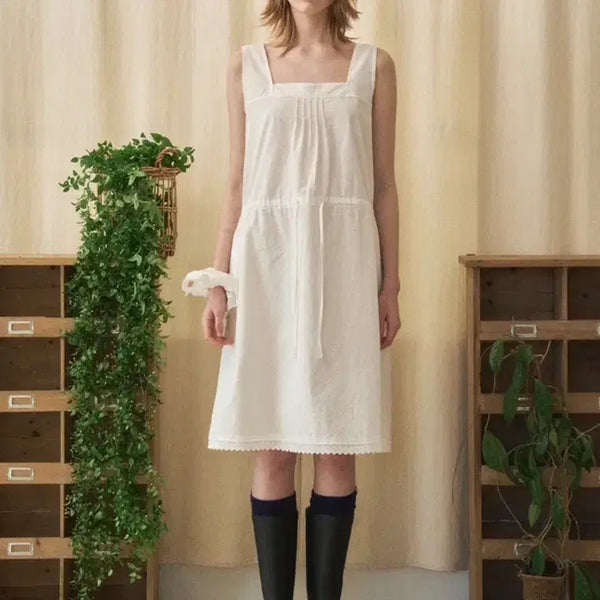 [BUNJANG] Bensimon Square Neck Lace Sleeveless Dress / 벤시몽 스퀘어넥 레이스 나시 원피스 새상품