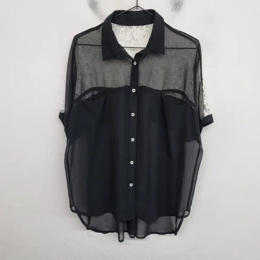 [BUNJANG] Women's Size 88 See-Through Short-Sleeve Blouse / [여성88 size] 시스루 반팔 블라우스