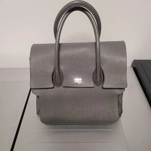 [BUNJANG] Time Postmodern Grey Leather Tote Bag / 타임 그레이 토트백