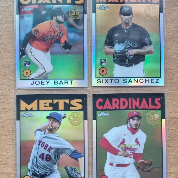 [BUNJANG] MLB 2021 Topps Chrome Cards - Bat, Sanchez, deGrom, Arenado (4-Card Lot) / MLB 2021 탑스크롬 바트, 산체스, 디그롬, 아레나도 카드 4장랏