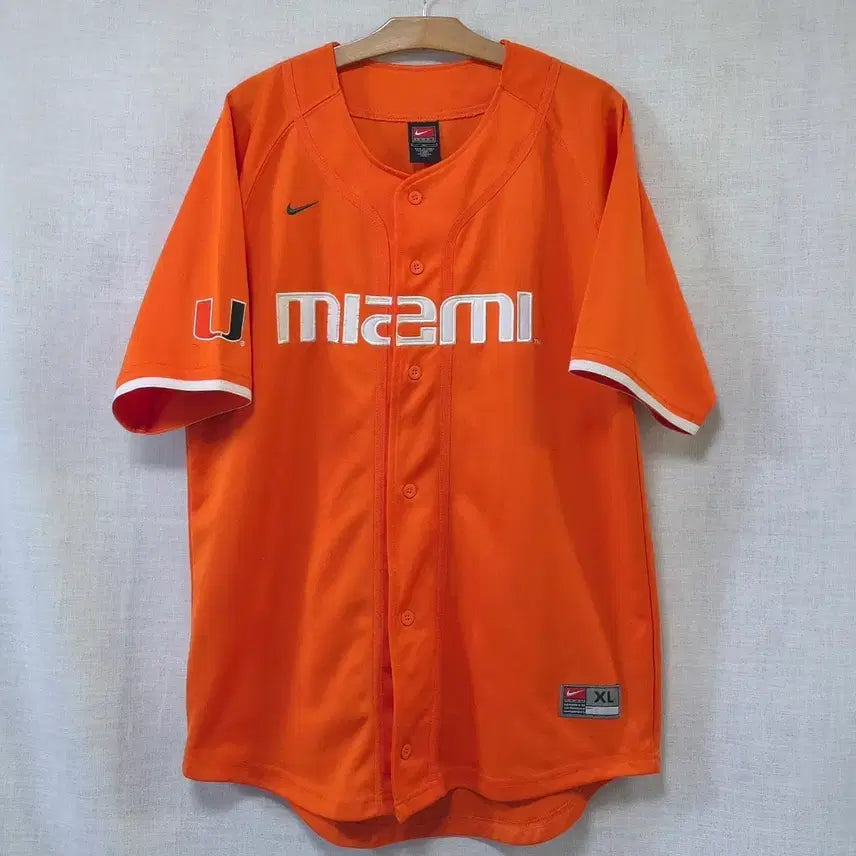 [BUNJANG] Nike Miami Hurricanes Baseball Jersey Vintage Orange XL / 나이키 Nike Team 마이애미 허리케인스 야구 저지 반팔 자켓 유니폼