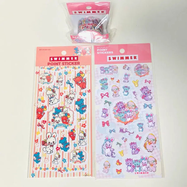 [BUNJANG] Swimmer Japan Retro Vintage Die-cut Masking Tape & Seal Sticker Set / 일본레트로빈티지문구 스위머 씰스티커 다이컷마스킹테이프마테 다꾸폴꾸탑꾸