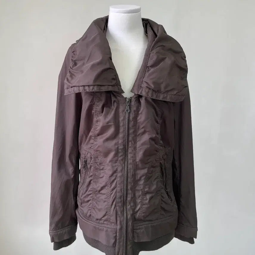 [BUNJANG] Vintage armoire de luxe Shirring Nylon Zip-Up Jacket J04344 / 빈티지 armoire de luxe 셔링 나일론 집업자켓 J04344