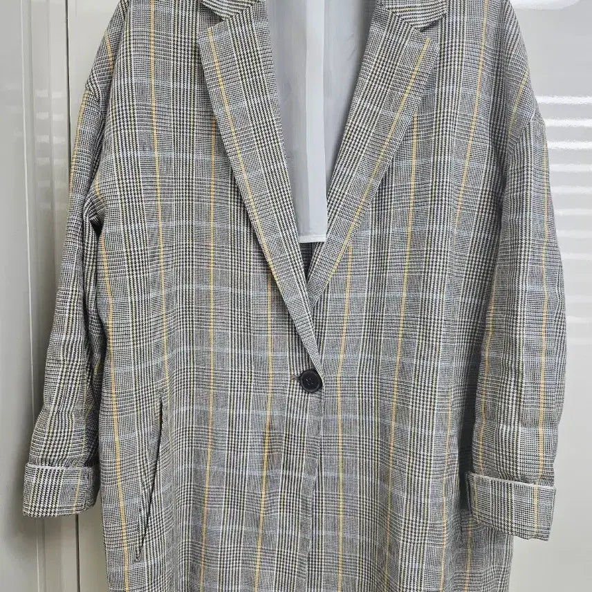 [BUNJANG] Stefanel Check Oversized Linen Jacket / [스테파넬] 체크 오버핏 린넨 자켓(S)