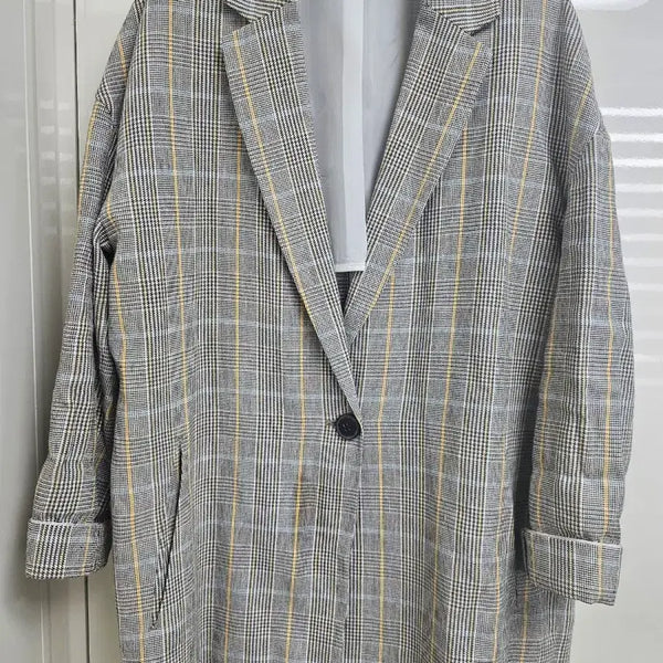 [BUNJANG] Stefanel Check Oversized Linen Jacket / [스테파넬] 체크 오버핏 린넨 자켓(S)