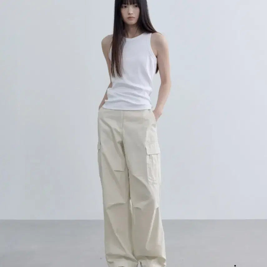 [BUNJANG] Musinsa Standard Women's Wide Cargo Pants Cream / 무신사스탠다드 우먼즈 와이드 카고 팬츠 [크림]무신사단독