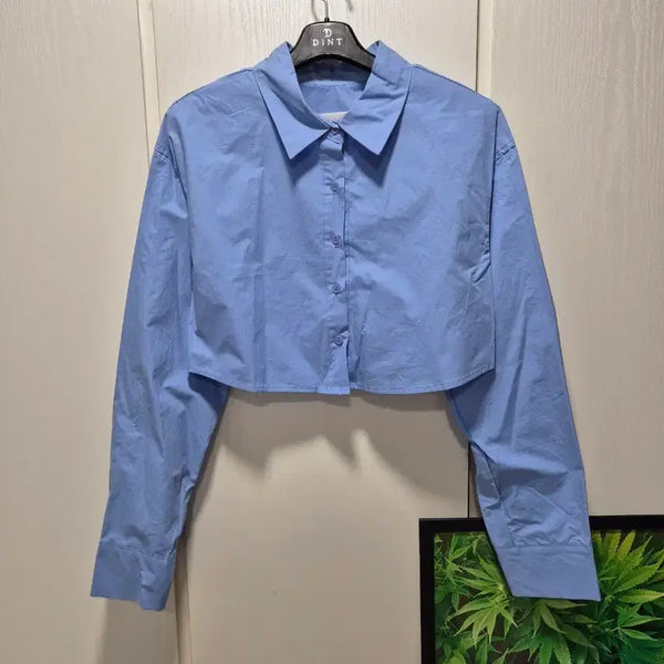 [BUNJANG] DINT Cropped Shirt Sky Blue / (세일)(새상품)DINT 딘트 소라색 크롭 셔츠
