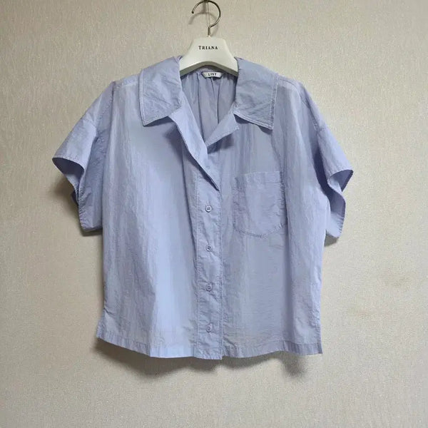 [BUNJANG] Light Blue Short-Sleeve Blouse / 리스트