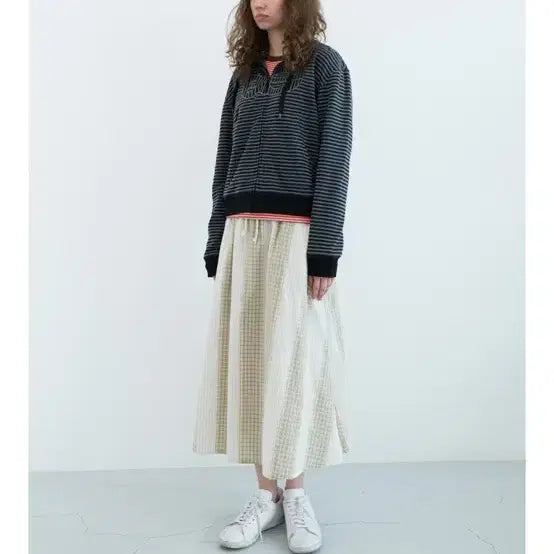 [BUNJANG] Enjoys Blues Mix Pattern Banding Skirt / 엔조블루스 믹스 패턴 밴딩 스커트