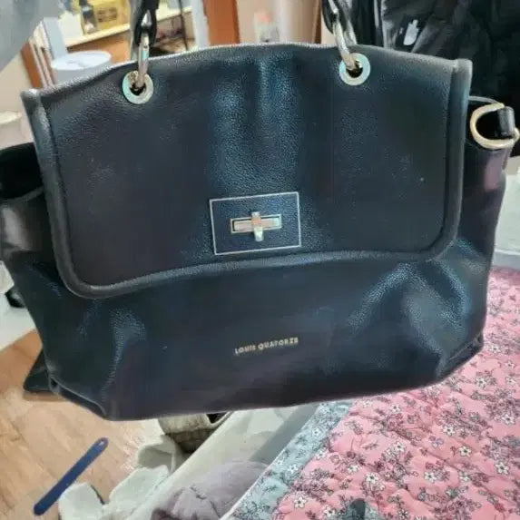 [BUNJANG] Louis Quatorze Black Leather Tote Bag / 루이까또즈 블랙 가죽 토트백