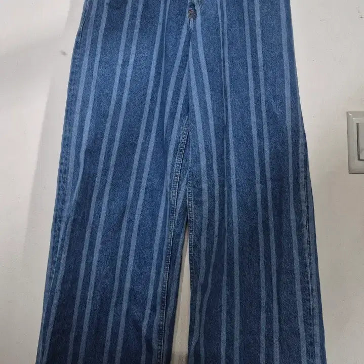 [BUNJANG] Zara Striped Wide Leg Denim Pants / ZARA 자라  스트라이프 데님 와이드 팬츠