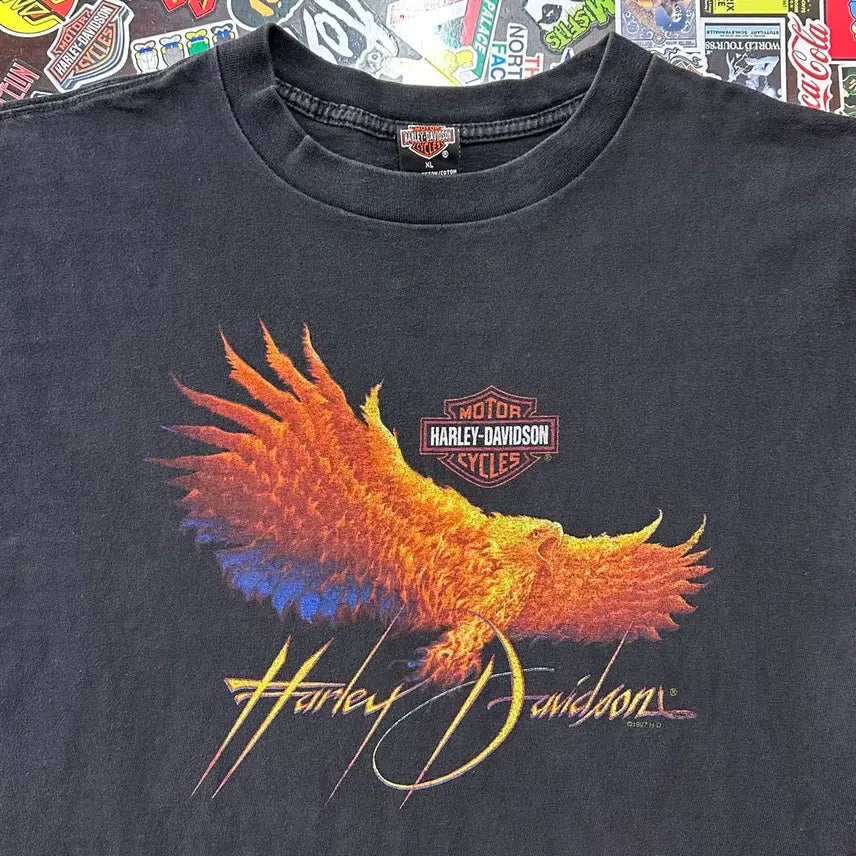 [BUNJANG] 90s USA Harley-Davidson Eagle Flame T-Shirt XL / 90s USA 할리데이비슨 이글 플레임 티셔츠 XL