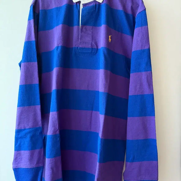 [BUNJANG] Polo Ralph Lauren Rugby Shirt Purple/Blue Stripe / 폴로 랄프로렌 럭비티 퍼플/블루