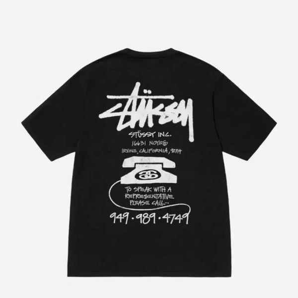 [BUNJANG] Stussy Old Phone Pigment Dyed T-shirt Black L / 스투시 반팔 올드 폰 피그먼트 다이드 티셔츠 블랙 L