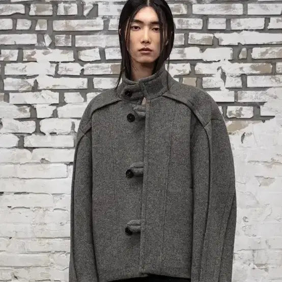 [BUNJANG] Ellude Oversized Peacoat Stone Grey Size 48 / 엘무드 오버핏 피코트 스톤그레이 48