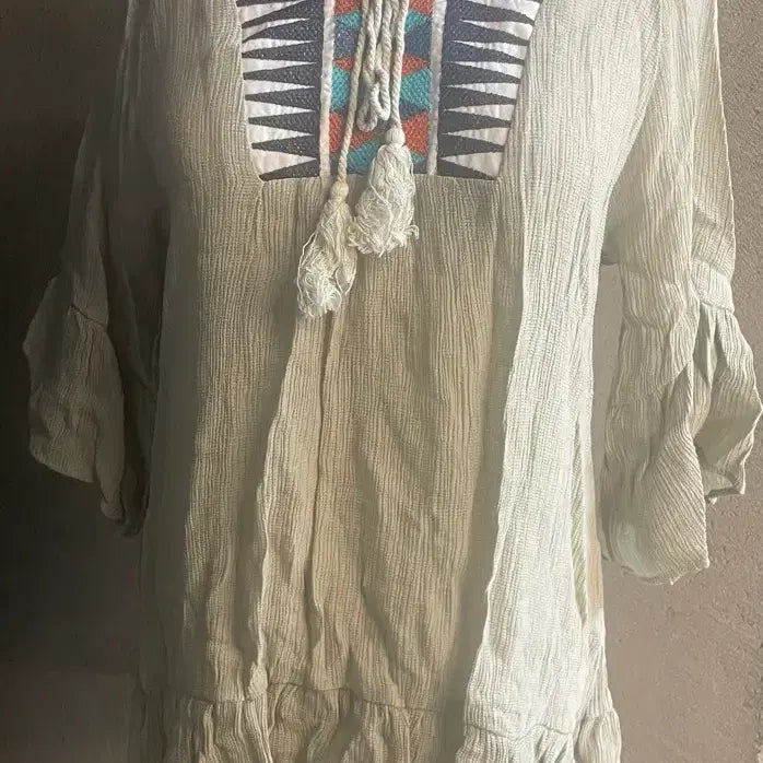 [BUNJANG] Ethnic Pattern Tunic Blouse / 에스닉 패턴 튜닉 블라우스