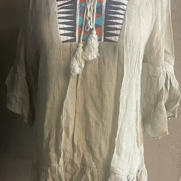 [BUNJANG] Ethnic Pattern Tunic Blouse / 에스닉 패턴 튜닉 블라우스