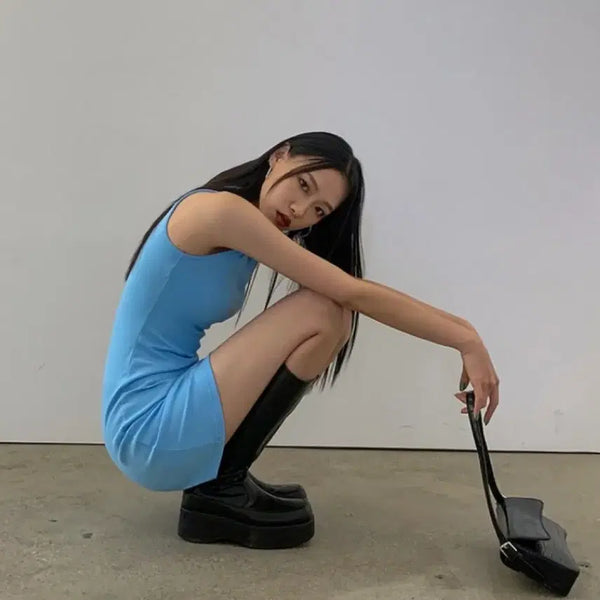 [BUNJANG] Black Up For You Kara Sleeveless Dress Mini Dress / 블랙업 포리유 카라 나시 원피스 / 에이블리 지그재그 미니원피스 민소매