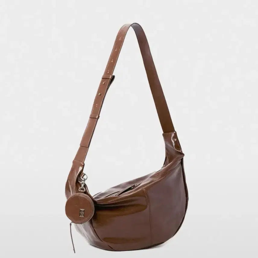 [BUNJANG] MIM THE WARDROBE Monta Crack Leather Messenger Bag Brown / 밈더워드로브 몬타 크랙 레더 메신저백 브라운