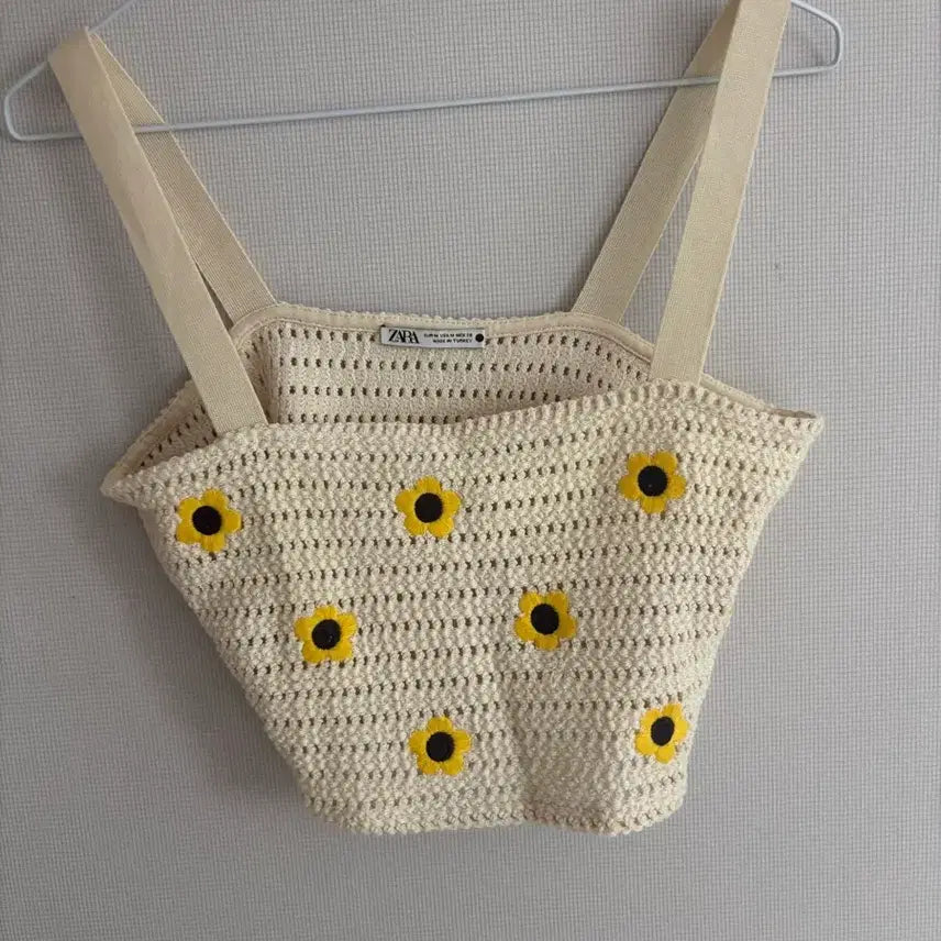 [BUNJANG] Zara Sunflower Crop Knit Sweater - Medium / 자라 ZARA 해바라기 크롭 니트 M
