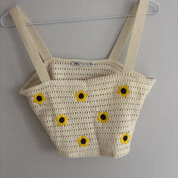 [BUNJANG] Zara Sunflower Crop Knit Sweater - Medium / 자라 ZARA 해바라기 크롭 니트 M
