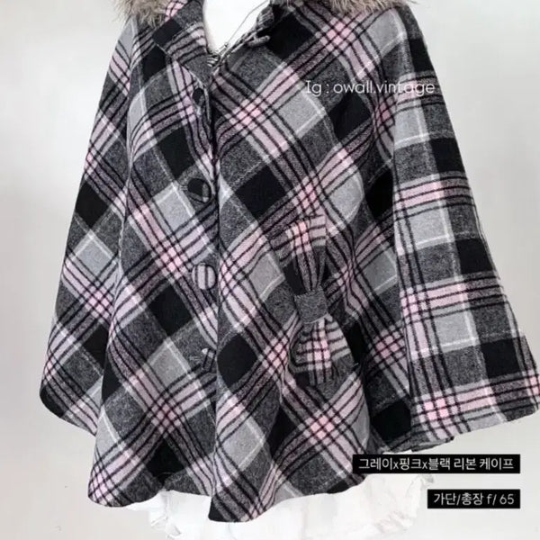 [BUNJANG] Owol Vintage Pink Black Cape / 오월빈티지 핑크블랙 케이프 stc 진리