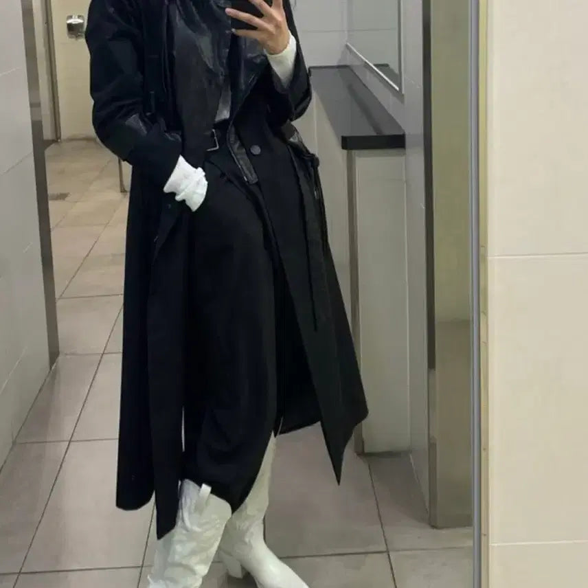 [BUNJANG] Bohemian Seoul Black Trench Coat / 보헤미안서울 검정 트렌치 코트