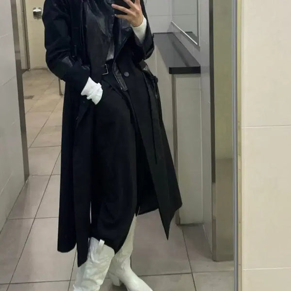 [BUNJANG] Bohemian Seoul Black Trench Coat / 보헤미안서울 검정 트렌치 코트