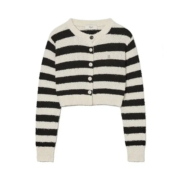 [BUNJANG] Kijun Stripe Crop Cardigan / Kijun 기준 스트라이프 크롭 가디건