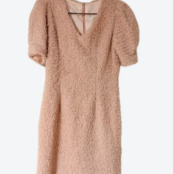 [BUNJANG] Puff Sleeve Mini Dress Pink (55-66) / 뽀글이 퍼프 미니 원피스 핑크(55-66)