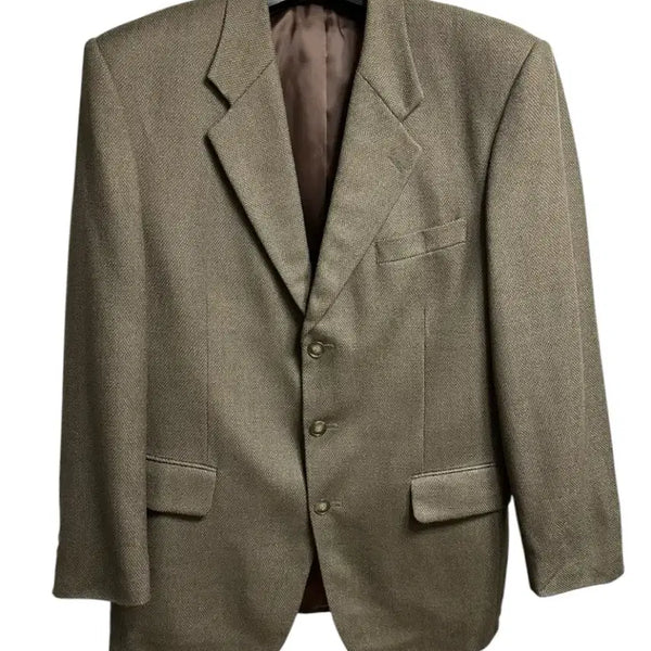[BUNJANG] Giarommo Vintage 3-Button Wool Blazer Beige/Brown L / 제롤라모 빈티지 3버튼 클래식 울 블레이져 베이지/브라운 L