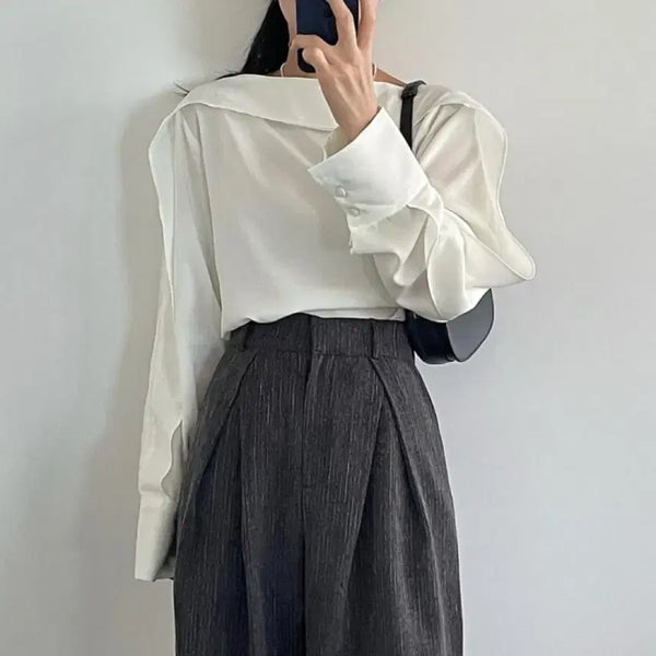 [BUNJANG] Youin Us Velvet Oversized Frill Blouse / [1회시착/무배] 유인어스 제품 _ 벨벳 오버핏 프릴 블라우스