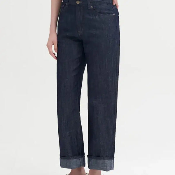 [BUNJANG] Beanpole Ladies Linen Blend Summer Denim Jeans - Indigo Raw Linen / 빈폴 레이디스 린넨 혼방 여름 데님 청바지 마 진청 인디고 생지 리넨
