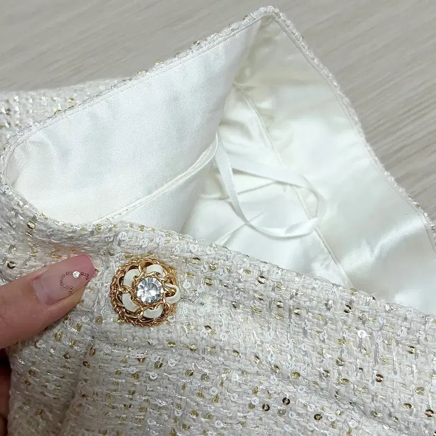 [BUNJANG] Rachel Tweed Short Pants Ivory Gold / [새상품] 라첼 트위드 숏팬츠 S 수입의류