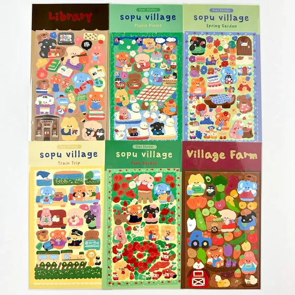 [BUNJANG] Sofoo Village Seal Sticker Bundle Set / 소푸빌리지 씰스 씰스티커 다꾸 스티커 문덕 일괄 인스