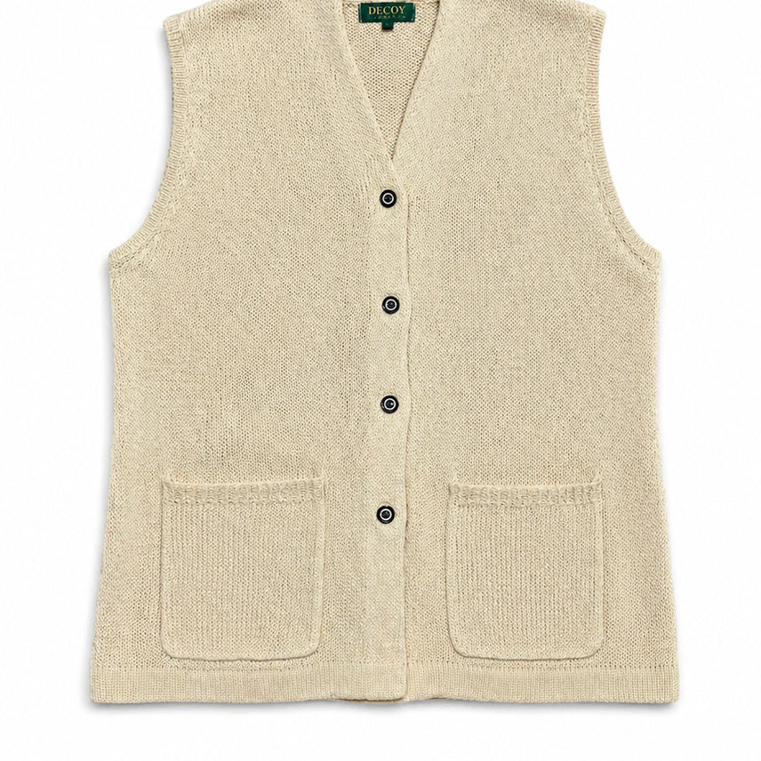[BUNJANG] DECOY Beige Pocket Knit Vest (Size L) / JPN 일본 빈티지 Y2K 모리걸 아메카지 베이지 포켓디자인 니트 베스트