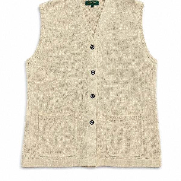 [BUNJANG] DECOY Beige Pocket Knit Vest (Size L) / JPN 일본 빈티지 Y2K 모리걸 아메카지 베이지 포켓디자인 니트 베스트
