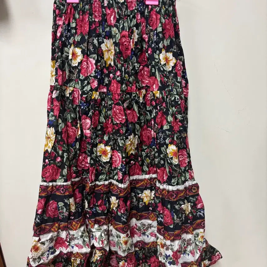[BUNJANG] Floral Pattern Long Skirt / 플라워 패턴 롱 스커트 꽃무늬 치마 밴딩 모리걸