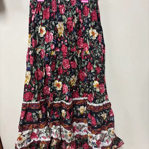[BUNJANG] Floral Pattern Long Skirt / 플라워 패턴 롱 스커트 꽃무늬 치마 밴딩 모리걸