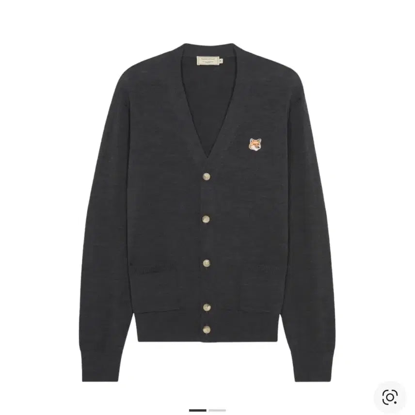 [BUNJANG] Maison Kitsuné Fox Head Cardigan Anthracite Melange Grey XL / 메종키츠네 폭스 헤드 가디건 앤트러사이트(차콜) XL