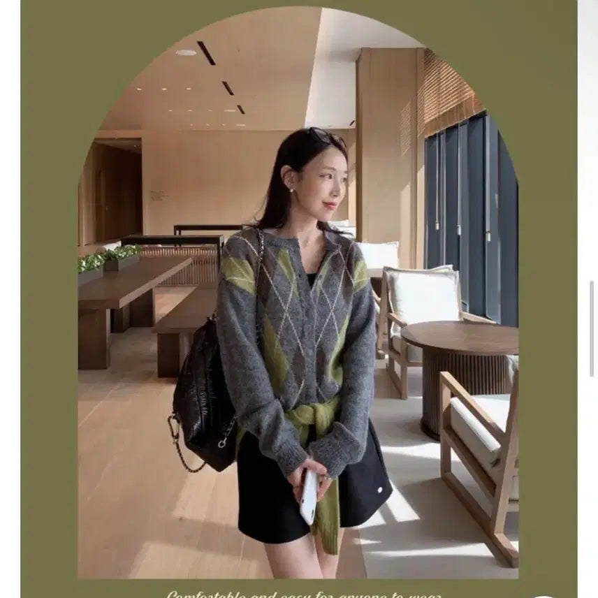 [BUNJANG] Argyle Wool Knit Cardigan / 아가일 울 니트 가디건 새상품